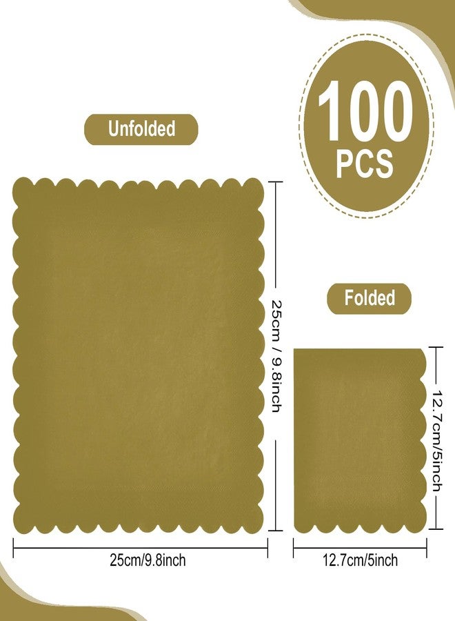 Ottin 100-Pack Gold Cocktail Napkins, 5x5 Inch Disposable Scalloped Edge Napkins, 3-Ply Gold Paper Napkins for Weddings, Birthday, Bridal Shower, Engagement, Easter, Labor Day & Holiday Parties - Image 2